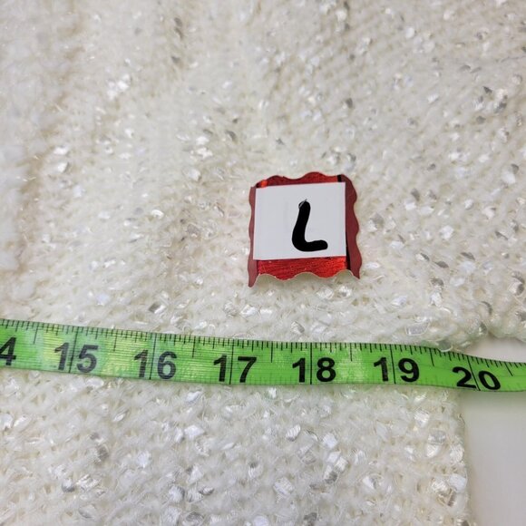 Sparkly White Faux Fur Open Front Knit Cardigan Sweater Size S and Size L - Picture 4 of 14